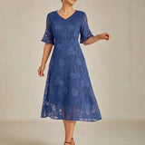 Ruffle Flutter Lace Maxi Dress