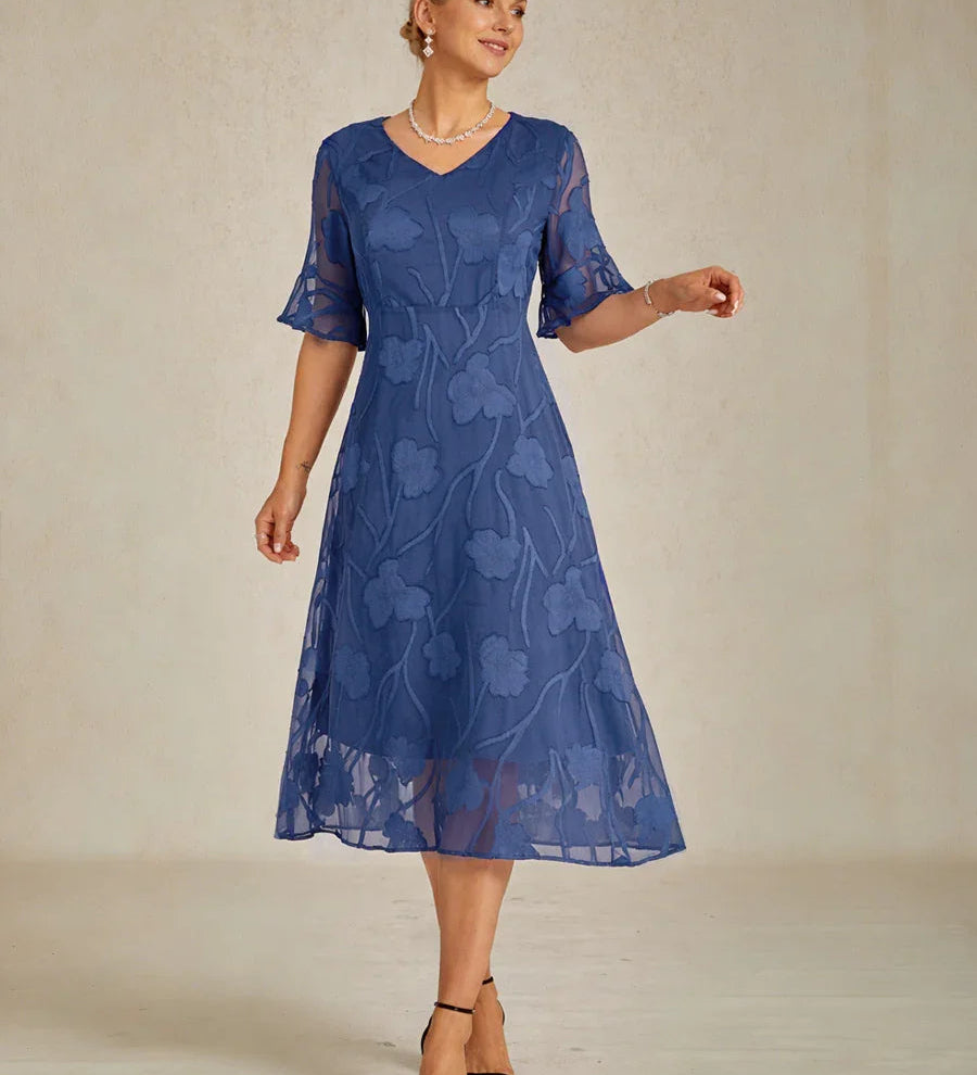Ruffle Flutter Lace Maxi Dress