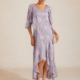 Floral Chiffon Sleeveless Evening Gown with Asymmetrical Hem