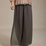 Straight Leg Pant With Chiffon Split Leg Overlay