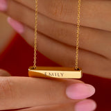 3cm Letter Bar Necklace in Gold Horizontal