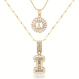 2pc 14k Diamond Letter Initial Necklaces