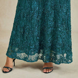 Rosette Lace A-Line Gown with Sequin Embellishment