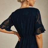 Ruffle Flutter Lace Maxi Dress