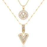 2pc 14k Diamond Letter Initial Necklaces
