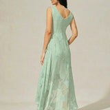 Floral Chiffon Sleeveless Evening Gown with Asymmetrical Hem