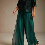 Straight Leg Pant With Chiffon Split Leg Overlay