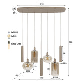Hanglamp Avelore - 7-lichts - Beige - Amberglas - Met Spots