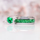 Crushed Emerald Wedding Band- 8MM Tungsten