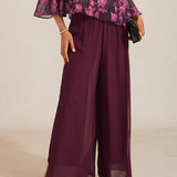 Straight Leg Pant With Chiffon Split Leg Overlay