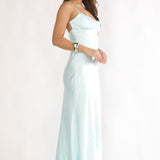 Paula Maxi Dress - Mint Satin Slip Dress
