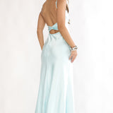 Paula Maxi Dress - Mint Satin Slip Dress