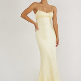 Paula Maxi Dress - Lemon Yellow Satin Slip Dress