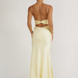 Paula Maxi Dress - Lemon Yellow Satin Slip Dress