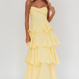 Heather Maxi Dress – Tiered Ruffle Maxi - Yellow
