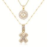 2pc 14k Diamond Letter Initial Necklaces