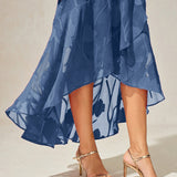 Floral Chiffon Sleeveless Evening Gown with Asymmetrical Hem