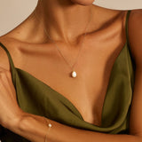 Gold Large Single Pearl Necklace