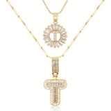 2pc 14k Diamond Letter Initial Necklaces