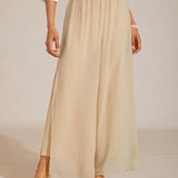 Straight Leg Pant With Chiffon Split Leg Overlay