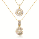 2pc 14k Diamond Letter Initial Necklaces