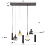 Hanglamp Luneo - 7-lichts - Amber Mix - Glas - Met Spots