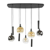 Hanglamp Luneo - 9-lichts - Amber Mix - Glas - Met Spots