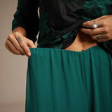 Straight Leg Pant With Chiffon Split Leg Overlay