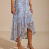 Sleeveless A-Line Maxi Dress with Mesh Sequin