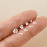 Piercing de orelha mini simples de zircão em ouro maciço 14K