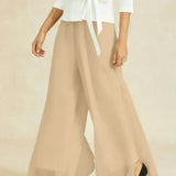 Straight Leg Pant With Chiffon Split Leg Overlay