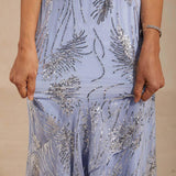 Sleeveless A-Line Maxi Dress with Mesh Sequin