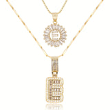 2pc 14k Diamond Letter Initial Necklaces