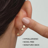 Piercing de orelha mini simples de zircão em ouro maciço 14K