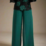 Straight Leg Pant With Chiffon Split Leg Overlay