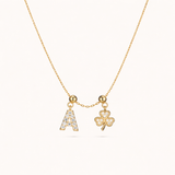 A Lucky Initial Charm Necklace Gold