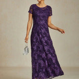 Rosette Lace A-Line Gown with Sequin Embellishment
