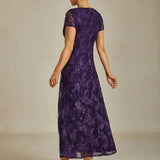 Rosette Lace A-Line Gown with Sequin Embellishment