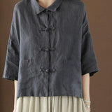Beautiful Green Peter Pan Collar Pockets Summer Linen top