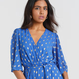 Blue Foil Angel Sleeve Jumpsuit