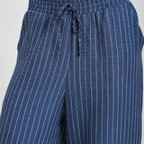 Blue Stripe Wide Leg Trousers