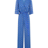 Blue Foil Angel Sleeve Jumpsuit