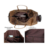 Falcon Buffalo Leather Wheeled Duffel Bag