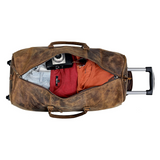 Falcon Buffalo Leather Wheeled Duffel Bag