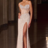 Maria Gown - Crystal Champagne Beaded Dress