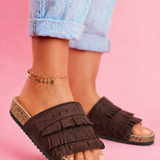 Simone Fringle Brown Slides