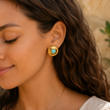 Honest Reflections - Amazonite Stud Gold Earrings