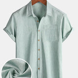 Men's Comfort Solid Green Sport Short Sleeve Shirt