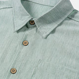 Men's Comfort Solid Green Sport Short Sleeve Shirt