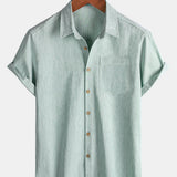 Men's Comfort Solid Green Sport Short Sleeve Shirt